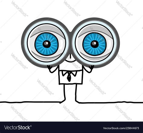 Cartoon character - big eyes and binoculars Vector Image