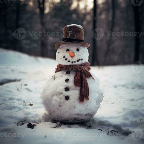 Snowman close- up. Realistic snowman in winter forest. 27717621 Stock ...