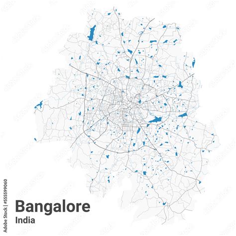 Bangalore map. Detailed map of Bengaluru city administrative area ...