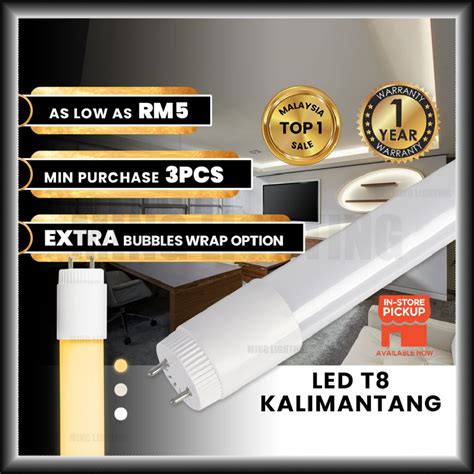 LED T8 Tube Light Lampu Kalimantang 2FT 4FT Home Lighting Casing Ceiling Lamp Wall Lights ...