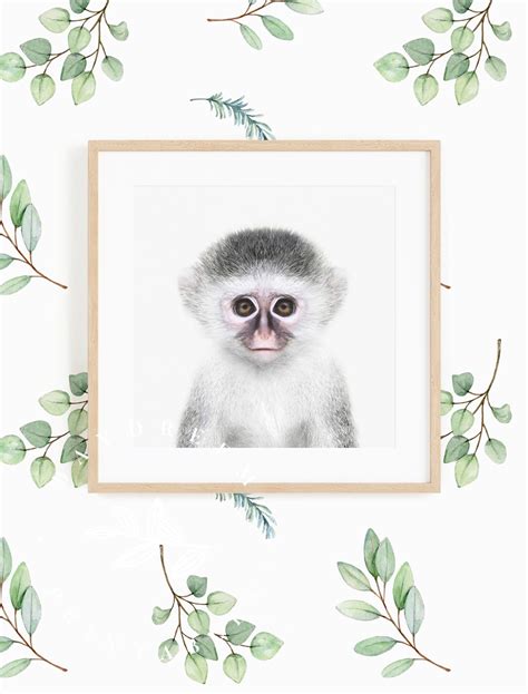 Monkey Nursery Wall Art Baby Monkey Nursery Print Safari | Etsy