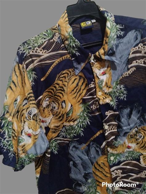 Kemeja Hawaiian counter culture tiger, Men's Fashion, Tops & Sets, Tshirts & Polo Shirts on ...