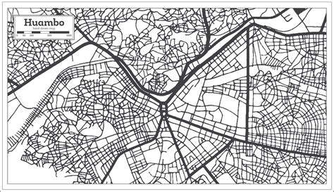 Huambo Angola City Map in Black and White Color in Retro Style Isolated ...