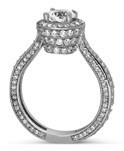 Designer 1 Carat Round Halo Diamond Engagement Ring for Women in White ...