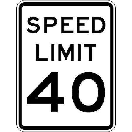 Lyle Speed Limit 40 Traffic Sign, 24 in H, 18 in W, Aluminum, Vertical Rectangle, R2-1-40-18DA ...