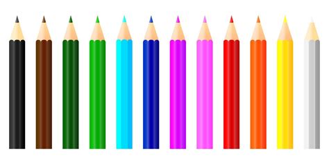 Set of short colored pencil collection. Crayons vector on white ...