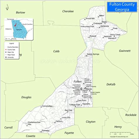 Map of Fulton County, Georgia - Where is Located, Cities, Population, Highways & Facts