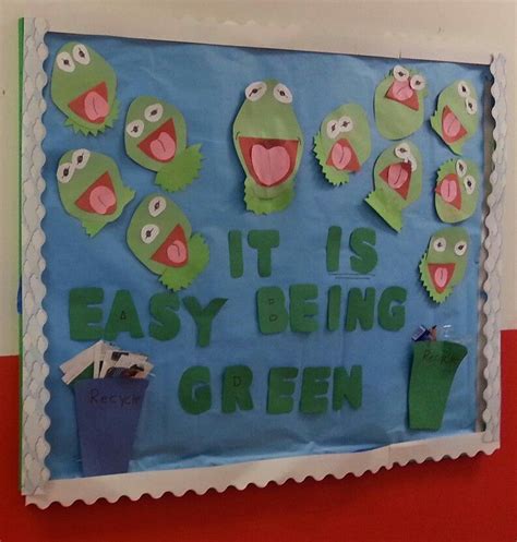 Kermit the frog bulletin board for going green month in pre-school Frog Bulletin Boards, Science ...