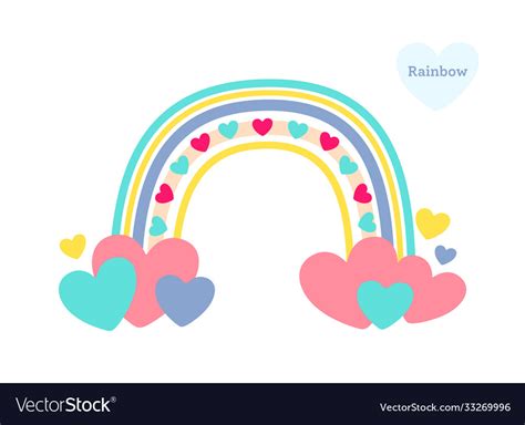 Rainbow with heart flat cartoon cute nature Vector Image