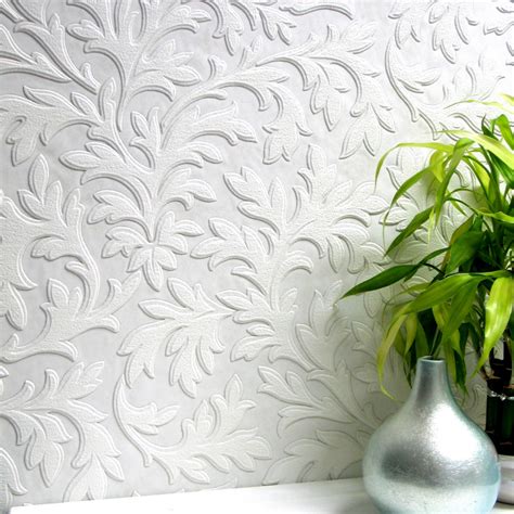 High Leaf Paintable Textured Vinyl Wallpaper - Contemporary - Wallpaper - by Brewster Home Fashions