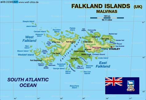 Map of Falkland Islands (Island in United Kingdom) | Welt-Atlas.de