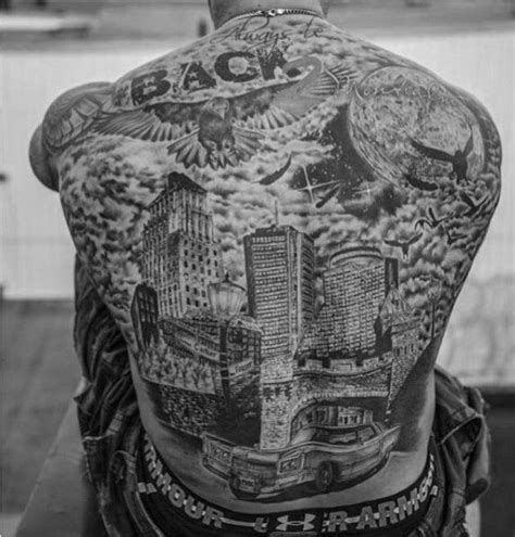 70 City Skyline Tattoo Designs For Men - Downtown Ink Ideas | Skyline ...