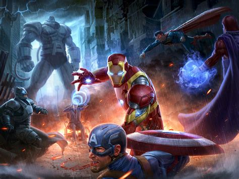 Wallpaper superheroes fight, marvel, avengers vs justice league, dc ...