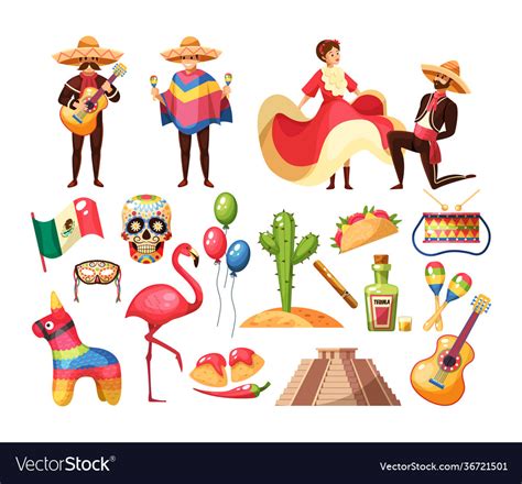 Mexican culture traditional symbols collection Vector Image