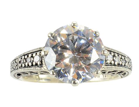 Art Deco Style Filigree 3.50ct Cubic Zirconia Ring in Sterling Silver