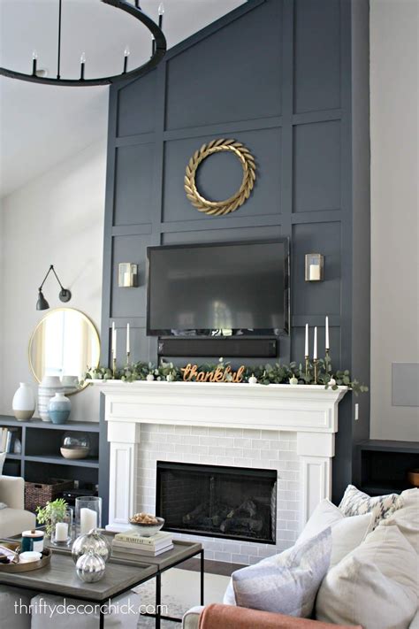 Dramatic fireplace wall makeover! | High ceiling living room, Home fireplace, Fireplace design