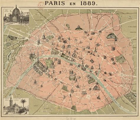 Paris 1889 map | Map art, Paris map, Map