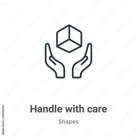 Handle with care outline vector icon. Thin line black handle with care icon, flat vector simple ...