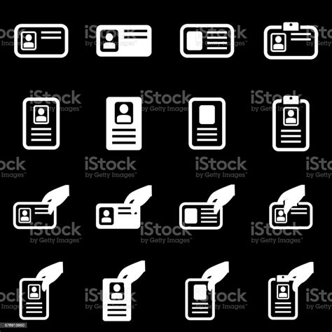 Vector White Id Card Icon Set Stock Illustration - Download Image Now ...