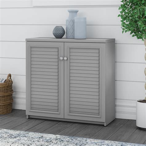 Small Storage Cabinet with Doors and Shelves in Cape Cod Gray by Bush