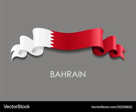 Bahraini flag wavy ribbon background Royalty Free Vector