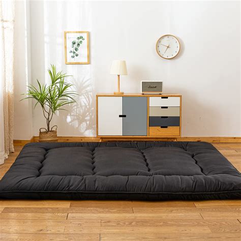 YOSHOOT Black Japanese Shiki Futon Mattress Floor Mattress, Roll Up ...