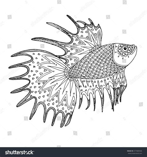 Zentangle Fish Patterned Animal Doodle Vector Design