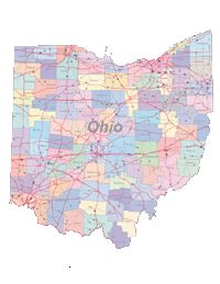 Editable Ohio Map Counties and Roads - Illustrator / PDF | Digital ...