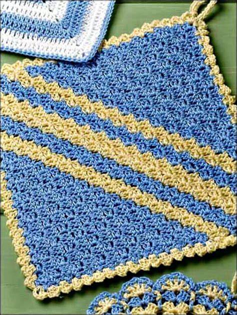 Crochet Diagonal Shells Pot Holder Pattern | Crochet potholder patterns, Crochet potholders ...