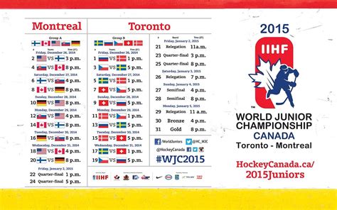 Here is the 2015 IIHF World Junior Hockey Championship schedule! # ...