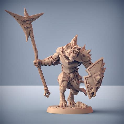 Gnoll Warrior B Premium Dnd Miniature Mini Fighter Sanded & Primed Resin 3D Printed 28mm 32mm to ...