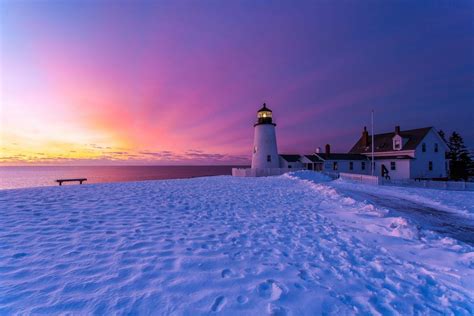 Download Horizon Snow Winter Man Made Lighthouse HD Wallpaper