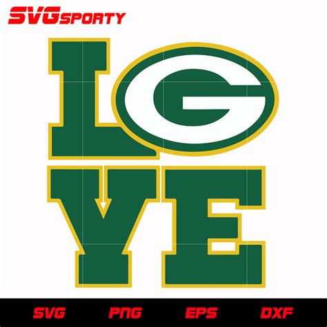 Green Bay Packers Love svg, nfl svg, eps, dxf, png, digital file – SVG Sporty