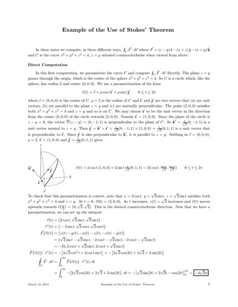 Example of the Use of Stokes’ Theorem