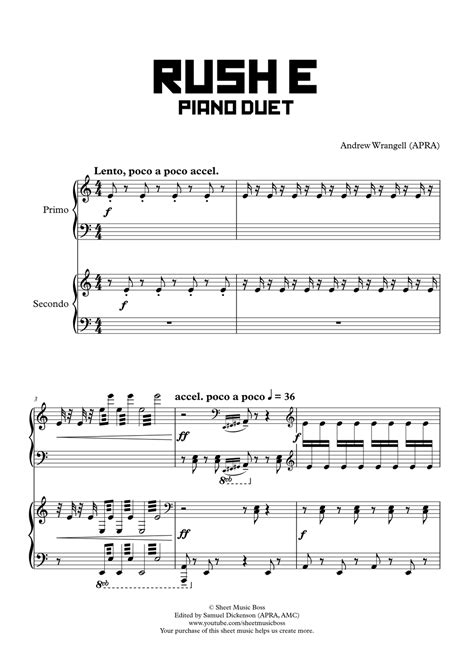 Rush E Piano Duet Version (Piano Sheet Music PDF)