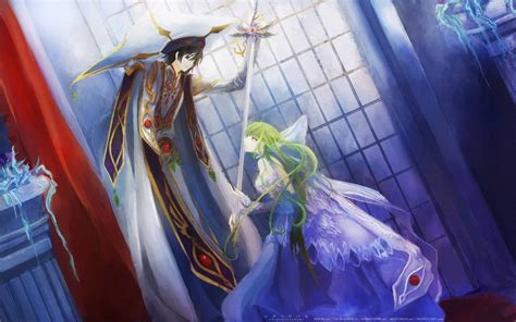 Code Geass HD Wallpaper: Lelouch & C.C. in Enigmatic Elegance