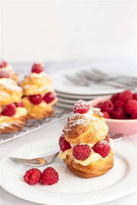 Raspberry Vanilla Custard Profiteroles Recipe - The Gourmet Larder