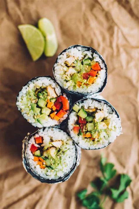 Simple Chicken Sushi Burrito | Healthy Nibbles by Lisa Lin