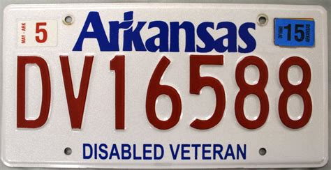 2015 Arkansas Disabled Veteran License Plate (DV16588)