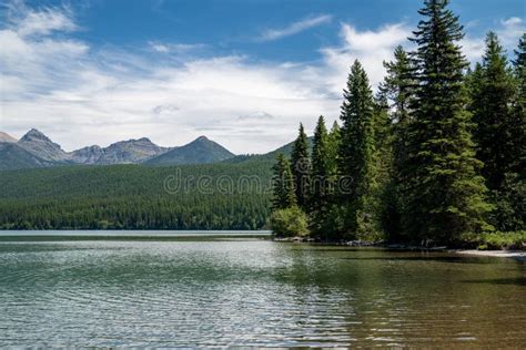 Bowman Lake in Glacier National Park Montana Stock Photo - Image of ...