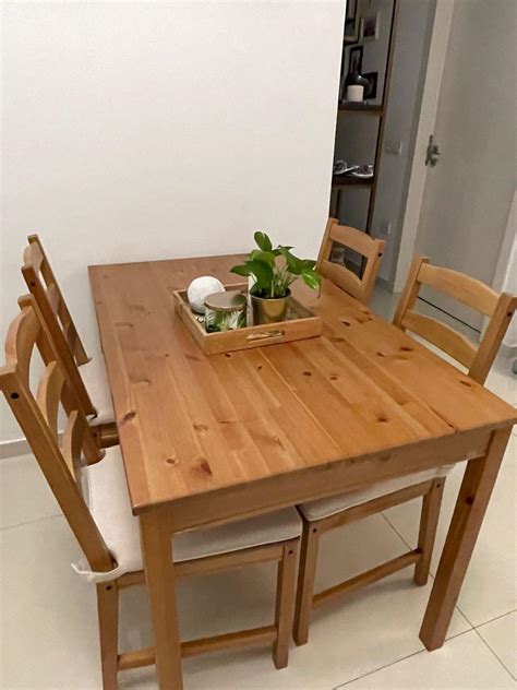 IKEA Dining table set in perfect condition including cushions, Furniture & Home Living ...