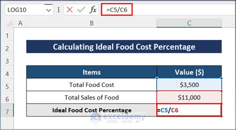 How to Use Food Cost Percentage Formula in Excel: 3 Methods