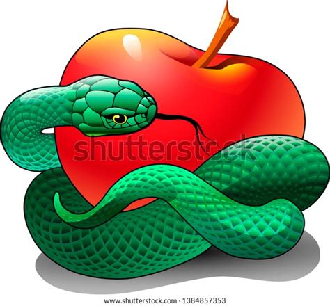 Green Snake Entwined Around Red Apple Stock Vector (Royalty Free) 1384857353 | Shutterstock