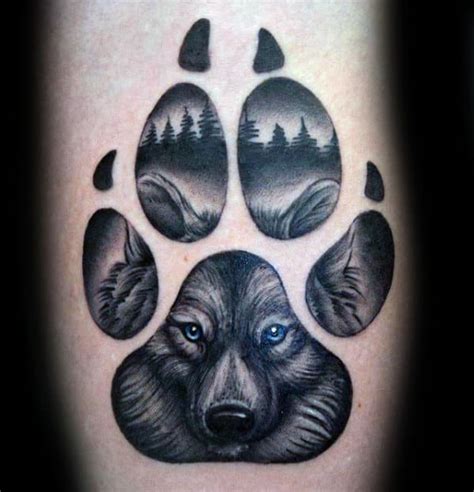 Grey Wolf Paw Print Tattoo