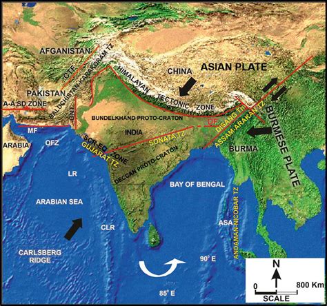 Intra-Plate Dynamics and Active Tectonic Zones of the Indian Plate | IntechOpen