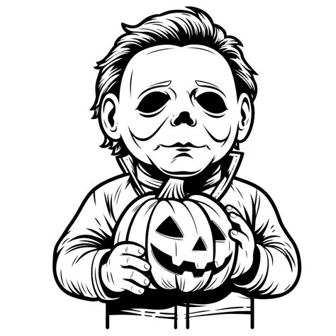 Michael Myers and Pumpkin coloring page - Download, Print or Color Online for Free