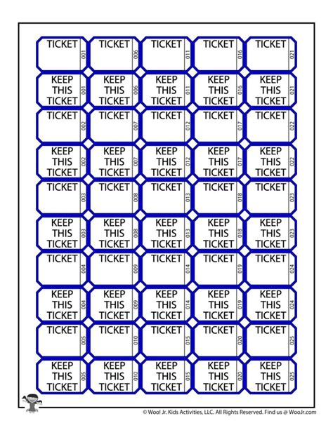 Printable Raffle Tickets Sheets | Woo! Jr. Kids Activities : Children's ...