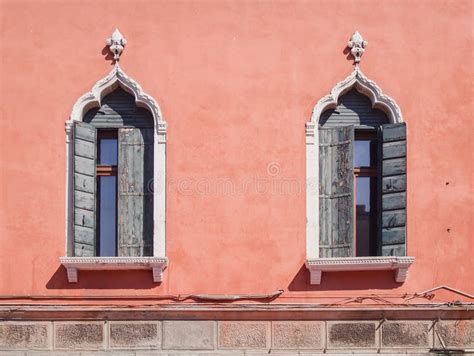 Windows in Venetian Gothic Style. Stock Image - Image of gothic, painted: 92361257