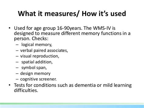 Wechsler Intelligence and Memory Scales