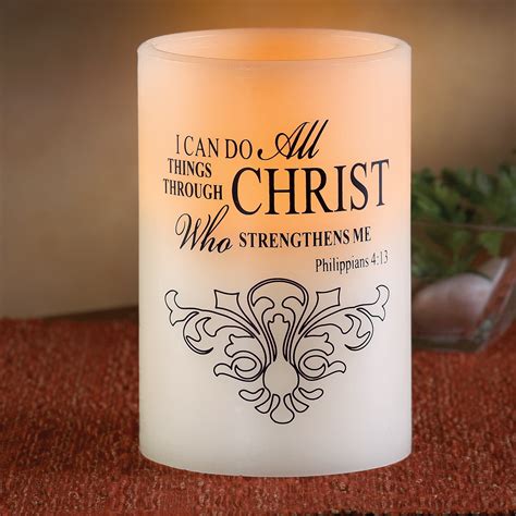 LED Christ Strengthens Flameless Candle | Collections Etc.